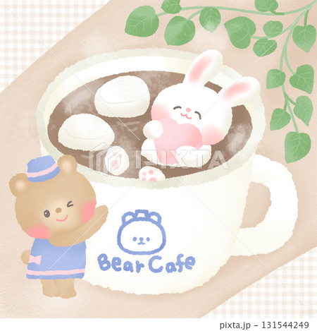 ティータイム_マシュマロ コーヒー くま うさぎ ティータイム_マシュマロ コーヒー くま うさぎ 131544249