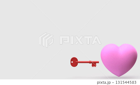 The Red key and Heart for Relationship concept 3d Rendering. 131544583