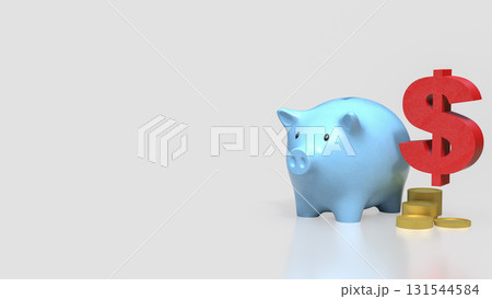 The Blue Piggy Bank and dollar for Business or earn concept 3d rendering. The Blue Piggy Bank and dollar for Business or earn concept 3d rendering. 131544584
