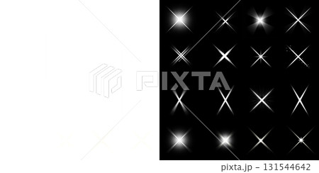 透明と黒背景に配置されたX型の光エフェクトコレクション 透明と黒背景に配置されたX型の光エフェクトコレクション 131544642