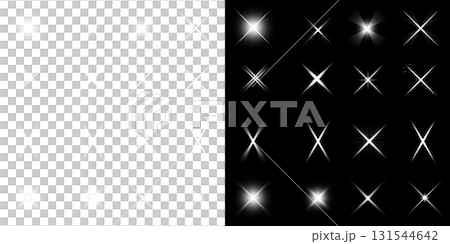 透明と黒背景に配置されたX型の光エフェクトコレクション 透明と黒背景に配置されたX型の光エフェクトコレクション 131544642