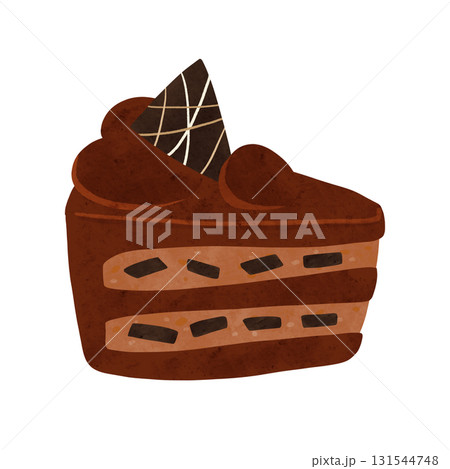 チョコレートケーキ　水彩風手描きイラスト 131544748