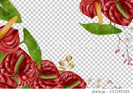 Watercolor Anthurium Floral Frame Watercolor Anthurium Floral Frame 131545185