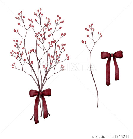 Berry branches bouquet with ribbon Berry branches bouquet with ribbon 131545211