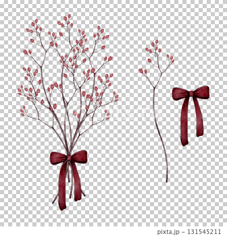 Berry branches bouquet with ribbon 131545211