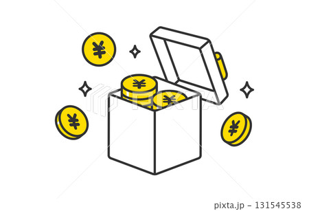 円マークコインとフタがあいたプレゼントボックス【ベクターイラスト素材】 131545538