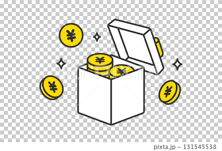 日圓硬幣和打開的禮物盒[向量插圖素材] 131545538