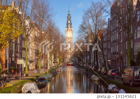 Zuiderkerk tower and canal in Amsterdam Netherlands Zuiderkerk tower and canal in Amsterdam Netherlands 131545621