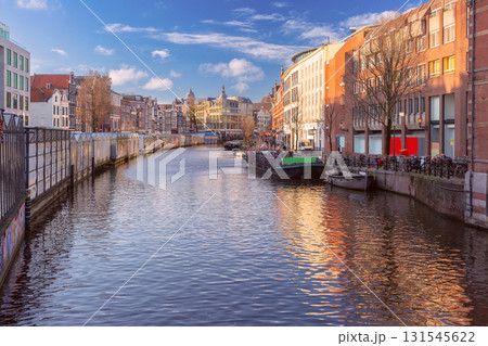 Floating flower market on canal in Amsterdam Netherlands Floating flower market on canal in Amsterdam Netherlands 131545622