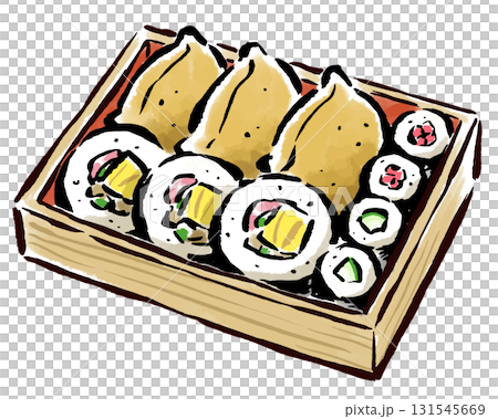 助六弁当　筆タッチ手描きイラスト 131545669