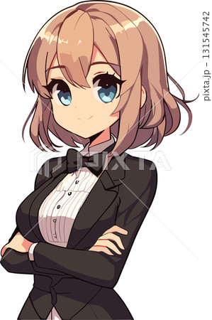 薄茶髪のタキシードの女性のイラスト 131545742