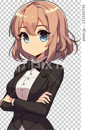 薄茶髪のタキシードの女性のイラスト 131545742