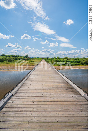木津川の名所上津屋橋（流れ橋）　京都府八幡市 131545965