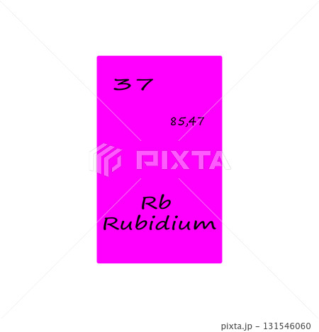 Rubidium element block. Atomic number thirty seven. Chemical symbol Vector. Bright magenta background. 131546060