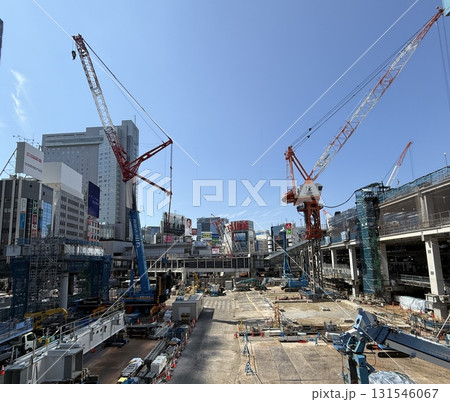 建設工事が進む再開発工事 再開発が進む2025年の渋谷 建設工事が進む再開発工事 再開発が進む2025年の渋谷 131546067