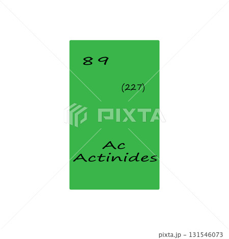 Actinides element block. Atomic number eighty nine. Chemical symbol Vector. Vivid green background. Actinides element block. Atomic number eighty nine. Chemical symbol Vector. Vivid green background. 131546073