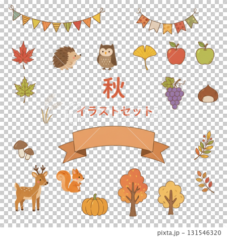 Cute autumn illustration set 131546320