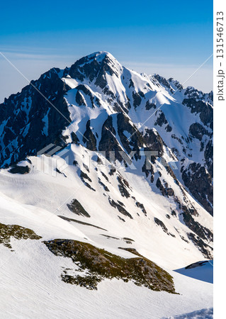 マジックアワー　モルゲンロートの剱岳（別山からの景色）　残雪期の北アルプス立山・別山登山 131546713