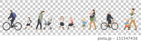 上學兒童與家庭的插圖集 131547438