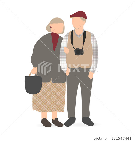 旅行を楽しむシニア夫婦のイラスト 131547441