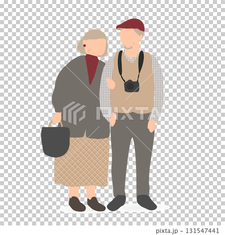 Illustration of a senior couple enjoying a trip 131547441