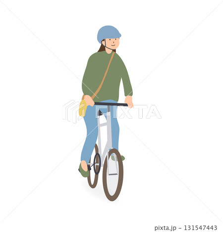 自転車に乗る女性のイラスト 131547443