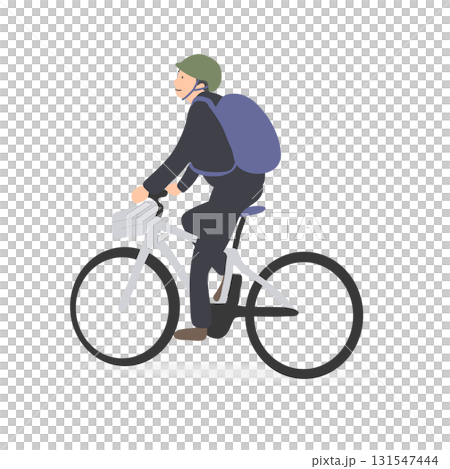 一名穿著西裝的男子騎自行車上下班的插圖 131547444