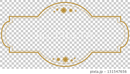 Elegant vintage gold text frame with scroll pattern, greeting or wedding card decoration  131547656