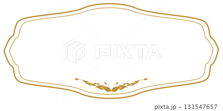 Elegant vintage gold text frame with scroll pattern, greeting or wedding card decoration  131547657
