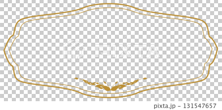 Elegant vintage gold text frame with scroll pattern, greeting or wedding card decoration  131547657