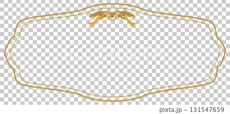 Elegant vintage gold text frame with scroll pattern, greeting or wedding card decoration  131547659