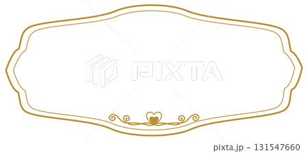 Elegant vintage gold text frame with scroll pattern, greeting or wedding card decoration  131547660