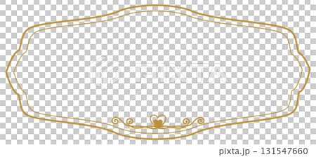Elegant vintage gold text frame with scroll pattern, greeting or wedding card decoration  131547660