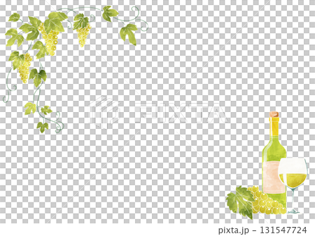 白ワインの水彩風フレーム 131547724