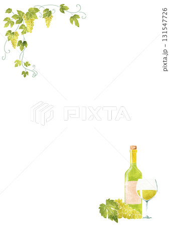 白ワインの水彩風フレーム 131547726