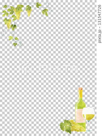 白ワインの水彩風フレーム 131547726