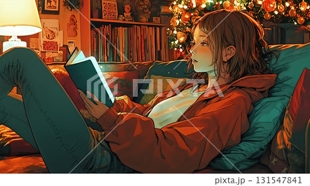 ソファーで本を読む女性 131547841