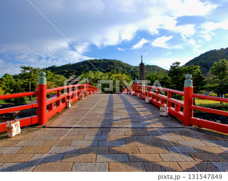 宇治川に架かる喜撰橋の早朝の風景 131547849