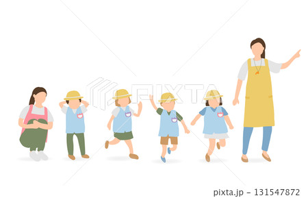 幼稚園の子どもたちと先生のイラストセット 131547872
