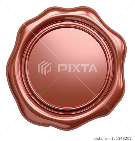ブロンズ色のワックスシール風デザイン 光沢のあるメタリック質感 ブロンズ色のワックスシール風デザイン 光沢のあるメタリック質感 131548208