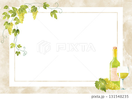 白ワインの水彩風フレーム 白ワインの水彩風フレーム 131548235