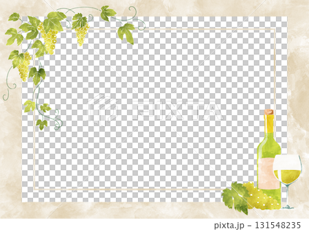 白ワインの水彩風フレーム 白ワインの水彩風フレーム 131548235