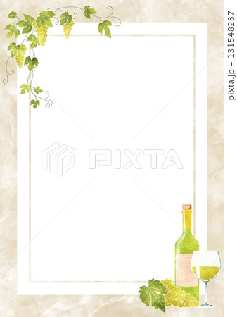 白ワインの水彩風フレーム 131548237