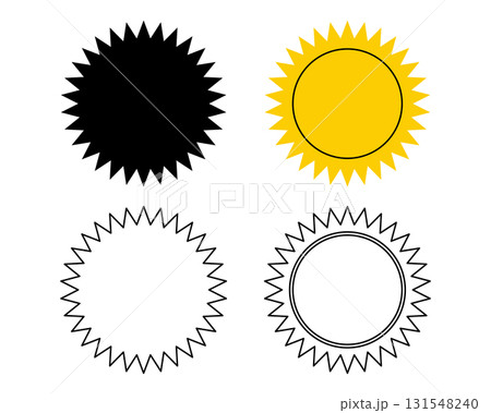 Vector Starburst/Sun Seal Icon Set - Zigzag Edge Circle Badge Collection. Vector Starburst/Sun Seal Icon Set - Zigzag Edge Circle Badge Collection. 131548240
