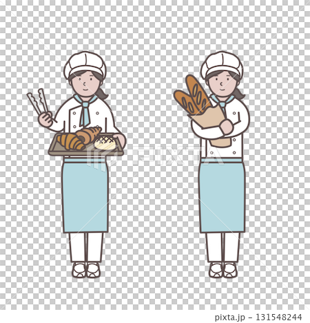 女性のパン屋さんのイラストセット 131548244