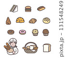 色々なパンと女性店員のイラストセット 131548249