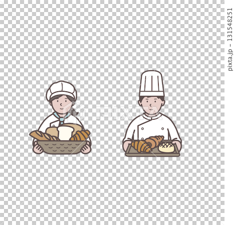 Upper body illustration of a bakery man and woman 131548251