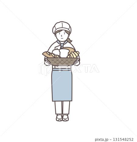 女性のパン屋さんのイラスト 131548252