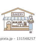 パン屋さんの女性店員とお店のイラスト 131548257