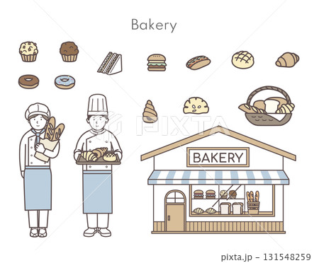 パン屋さんイラストセット 131548259